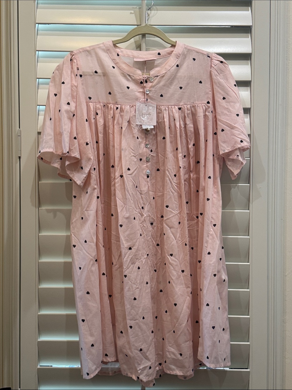 Papinelle Pink Heart-Print Cotton Nightgown
